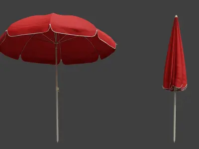 Beach Umbrella Game-Ready Low-poly 3D model