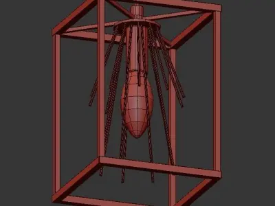 Gold Starburst Chandelier 3D model