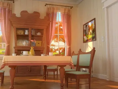 Cartoon Kitchen Dining Room 3D model