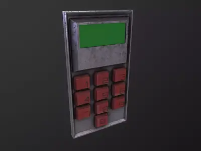 Keypad 3D Model metal device with buttons Low-poly 3D model