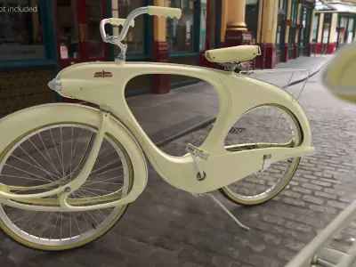  Spacelander Retro Cruiser Bike Cream Rigged for Maya 