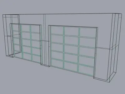 Modern glass panel Garage door for residential house 3D model