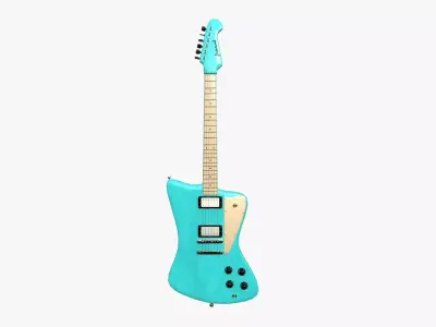 Electric Guitar G04 Light Blue - Music Instrument Design Low-poly 3D model