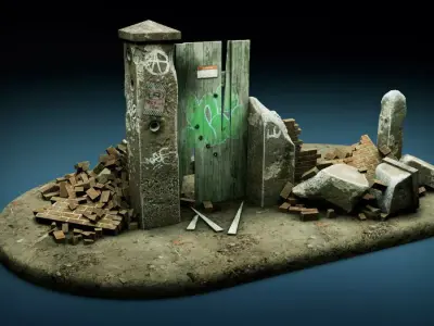 Blown Up Gate 3D model