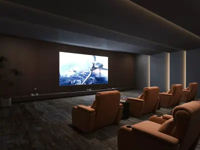 Movie Theater Interior Low-poly 3D model
