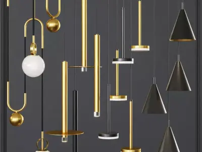 Pendant lights set 022 3D model