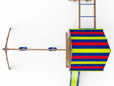 Beach Front Wooden Swing Set 3D model