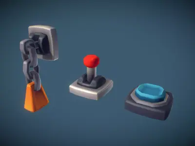 Cube World Switch n Lever - Proto Series Low-poly 3D model