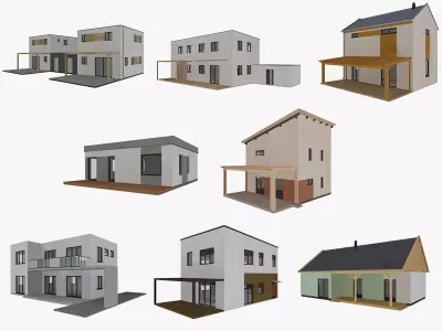 House collection 4 low poly townhouse Low-poly 3D model
