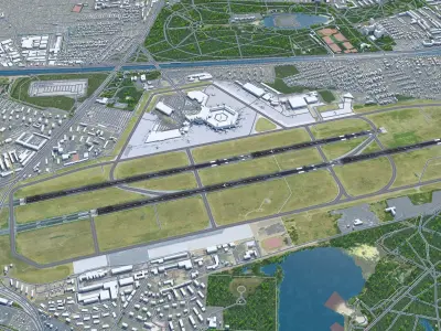 Berlin Tegel Airport 10km Low-poly 3D model