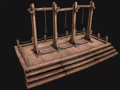 Medieval Gallows Podium Torture Low-poly 3D model