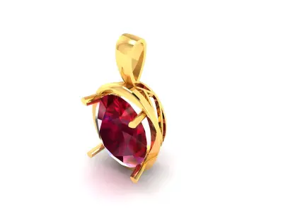 Solitaire Women Oval Stone Pendants  3D print model
