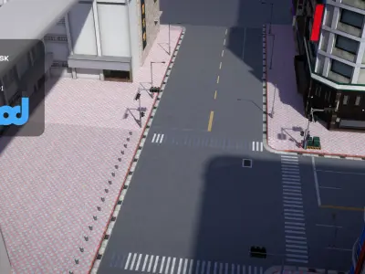 TW Street with T Intersection 01 3D model