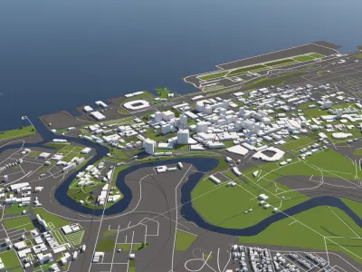 Cleveland 50x50km City Map 3D model