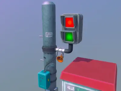 Japanese Payphone Low-poly 3D model