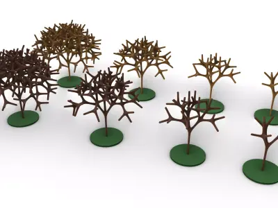 Fractal Trees Smooth Branches Low-poly 3D model