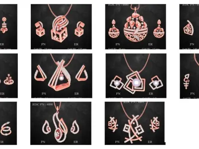 22 Italian High Jewelry Pendant earrings set 3D print model