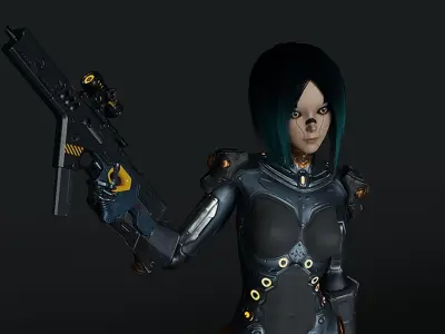 Sci-Fi Girl Game Ready Model Low-poly 3D model