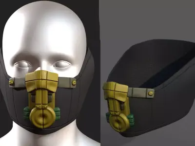 Gas mask respirator scifi futuristic 3d  Low-poly 3D model 31