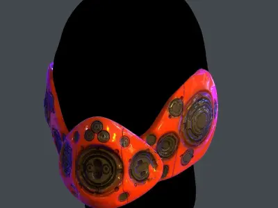 Gas mask helmet scifi Low-poly character art game space Low-poly 3D model