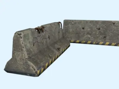 concrete barrier jersey old  Low-poly 3D model