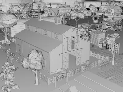 Farm House and Animals Mega Pack for Game Ready Low-poly 3D model