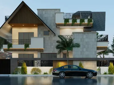 Luxurious Modern House 3D Model  High-Quality Architectural  3D model