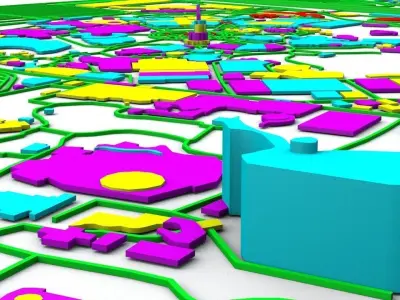 Disneyland Tokyo Road Network Buildings and Streets 3D model