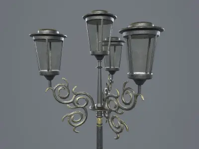 Street Lamp with 3 textures and 3 LODs Low-poly 3D model
