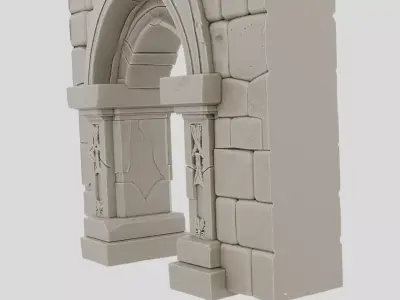 Fantasy Stone Dungeon Doorway Frame for 3D print Low-poly 3D model