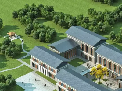 Contemporary Courtyard Campus 3D model