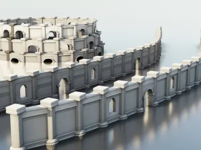 Blender 4 Geometry Node Walls and Columns 3D model