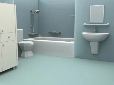 Cartoon Bathroom Low-poly 3D model