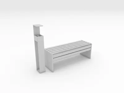 Bench Park 24 Low-poly 3D model