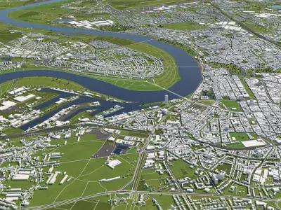 Dusseldorf Germany 50x50km 3D City Map 3D model