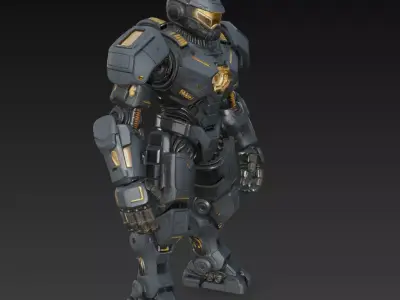 Dark Armored Mech Titan - Futuristic Sci-Fi Robot 3D Model 3D print model