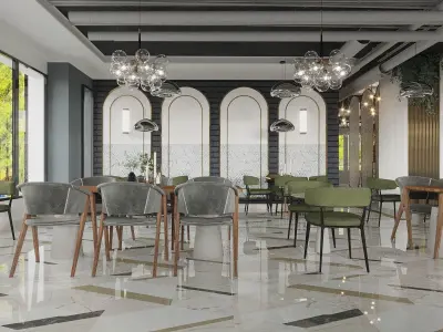 Restaurant And Out Door Caffe  Low-poly 3D model