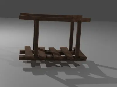 Wooden bridge Low-poly 3D model 7