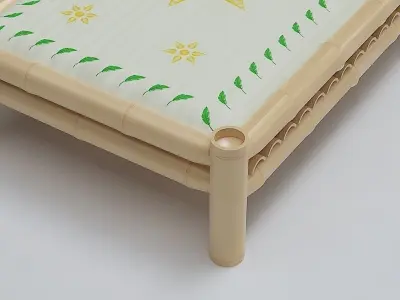 Bed Cot Bamboo 3D model