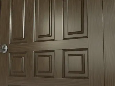 Wooden brown door Low-poly 3D model