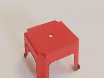 Stackable Small Plastic Stool Low-poly 3D model
