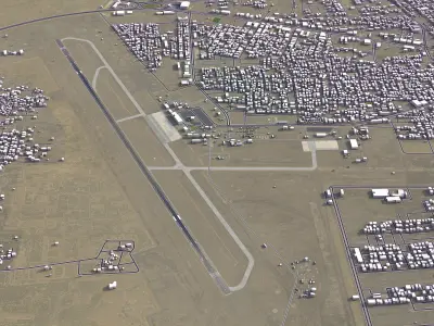 Jizan Airport Low-poly 3D model