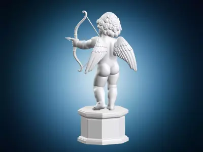 Cupid Angel Statue Bow and Arrow 3D print model