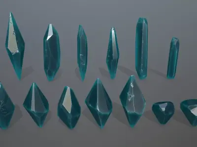 Crystal Set of crystals Low-poly 3D model