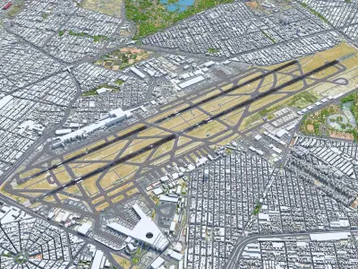 Mexico City Airport 10km Low-poly 3D model