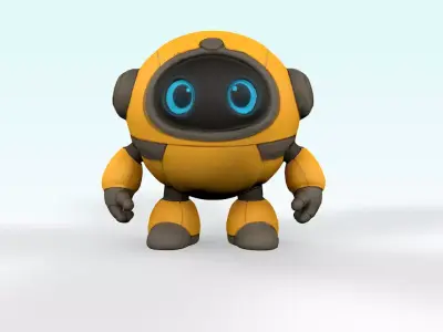 Robo 4 Friends Cute Futuristic Robot 3D Characters Pack  Low-poly 3D model