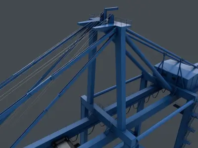 PBR Quayside Container Crane V2 - Blue Light Low-poly 3D model