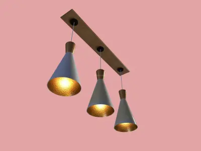 Cone Pendant Light Golden Interior 4K PBR Textures  Low-poly 3D model