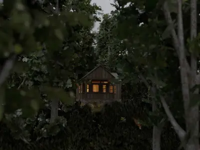 Cabin in the woods Low-poly 3D model