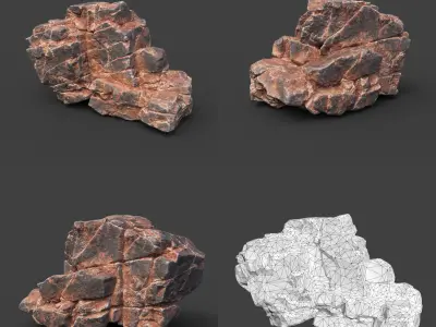 Low poly Desert Cracked Rock 220124 Low-poly 3D model